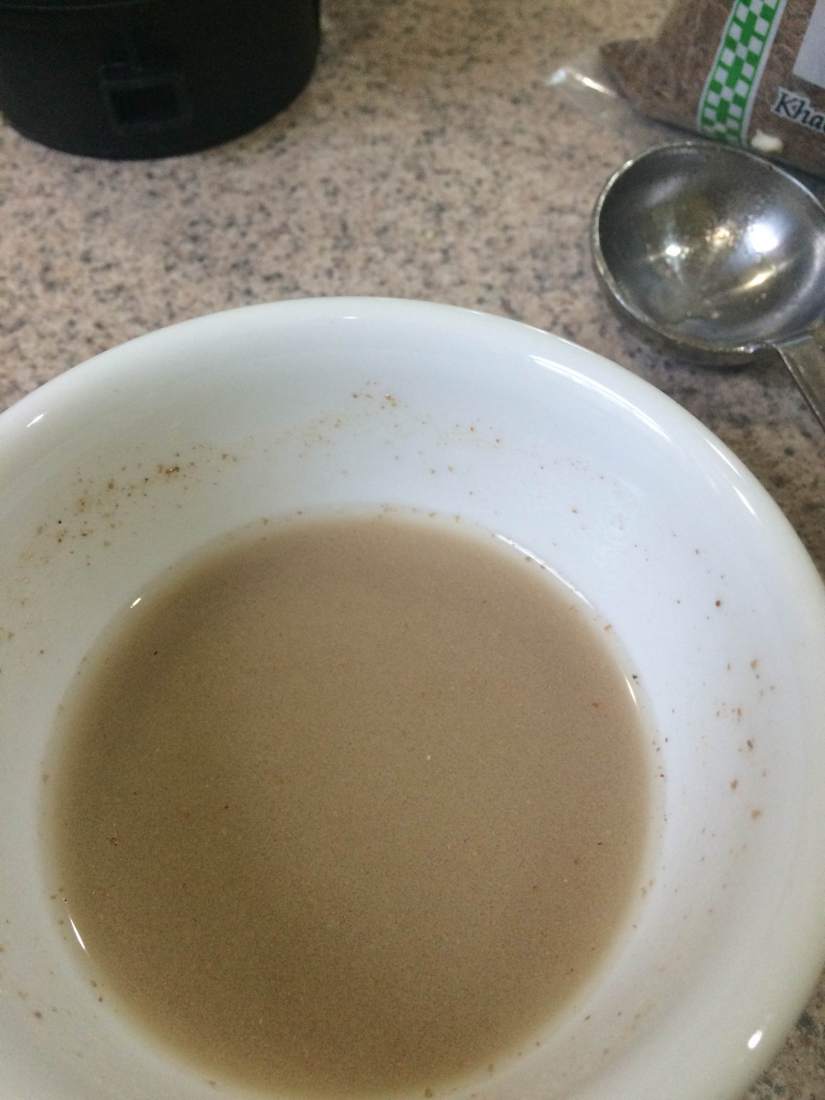 1 tbsp. flax powder + 3 tbsp water for 15 minutes in the fridge